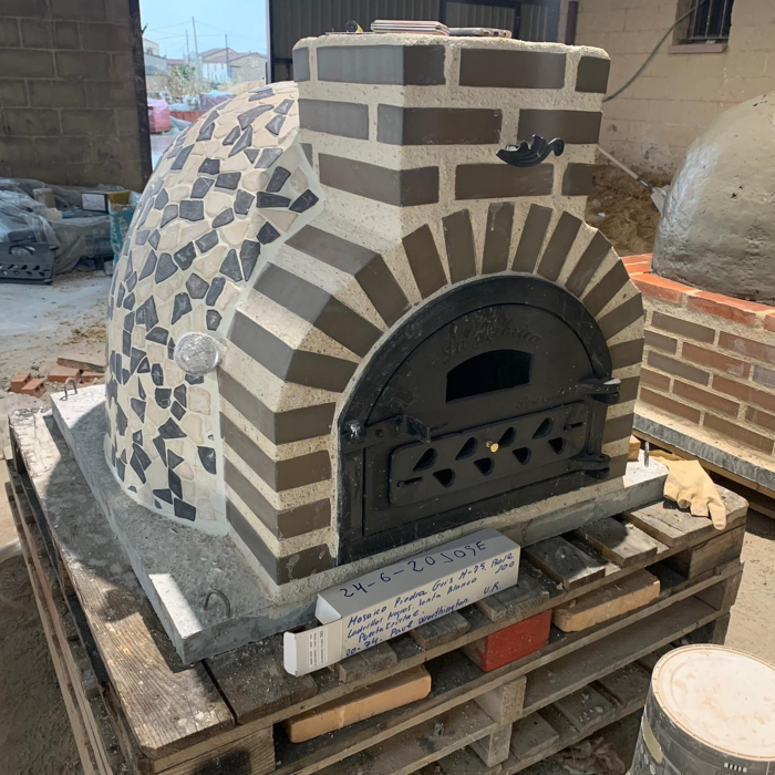 Fuego Grey Mosaic 65 - Hand-made to order clay pizza oven | Fuego